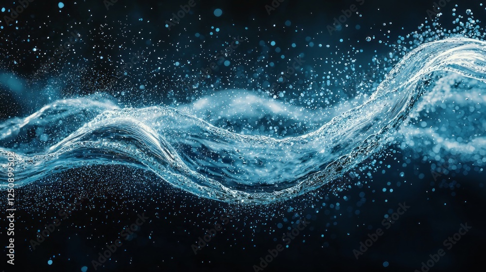 Poster Beneath gentle illumination, clear blue water flows with grace, creating soft waves and mesmerizing patterns. This natural display captivates the viewer's senses and encourages tranquility