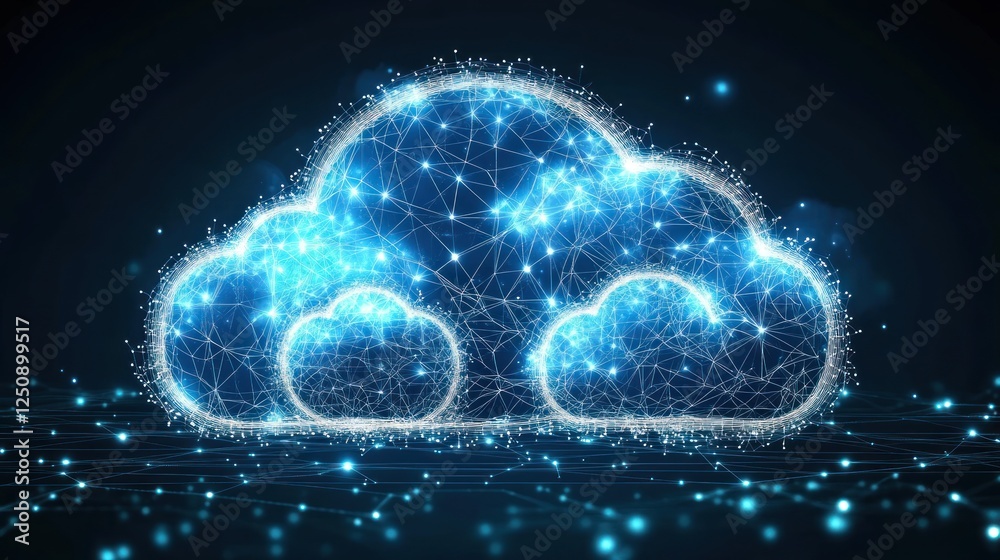 Leinwandbilder abstract glowing cloud network connection digital data.