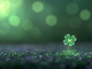 Glowing Four-Leaf Clover in a Clover Field St. Patrick’s Day Greeting Card