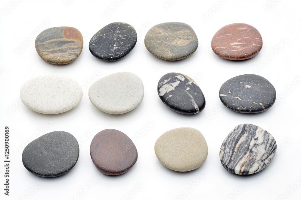 Poster a collection of rocks situated on a clean and simple white background
