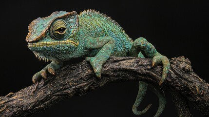 Fototapeta premium Majestic Turquoise Chameleon on Branch