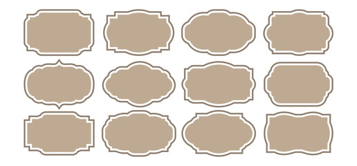 Ornamental label frames. set of luxury vintage frames, collection of retro labels, Royal wedding insignia, sale sticker or invitation card. Isolated vector symbols