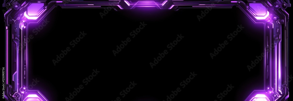 Aufkleber Glimmers of digital innovation illuminate a sleek techno purple frame against a stark black backdrop