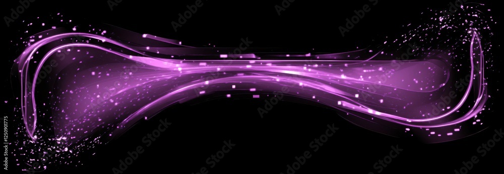 Poster Digital abstraction in a futuristic techno style featuring a flowing purple frame on a sleek black canvas