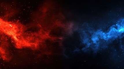 Abstract fiery red and icy blue cosmic swirls