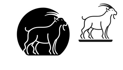 goat emblem, black isolated silhouette