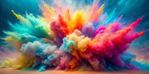 Obraz premium Vibrant Color Explosion with Swirls and Clouds of Dust and Smoke