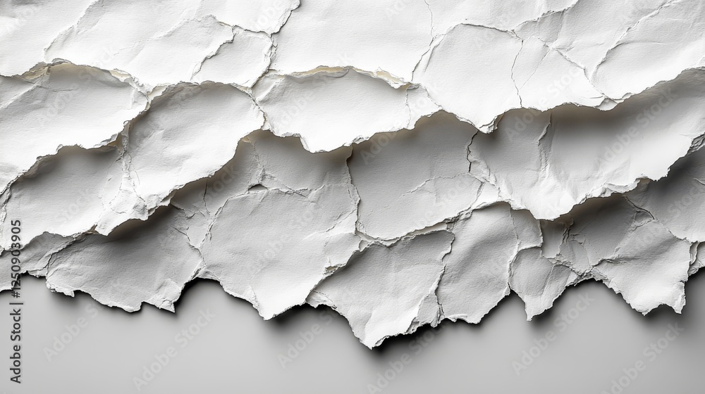 Leinwandbilder abstract white torn paper edges texture: minimalist background with fragmented layers and light shad