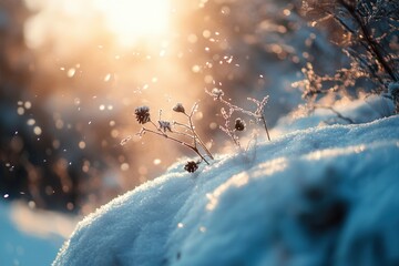 Stunning beauty of winter nature with snow during the holiday season. Merry christmas and happy new year concept .