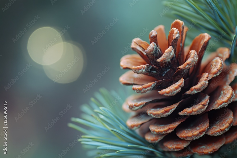Poster Close-up view of a pine cone attached to a tree branch