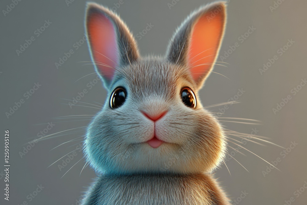 Poster Close-up photo of a rabbit's face with blurred background