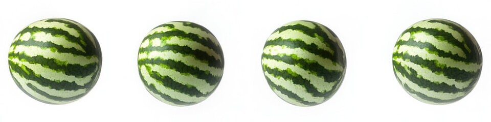 Three juicy watermelons sit together on a surface