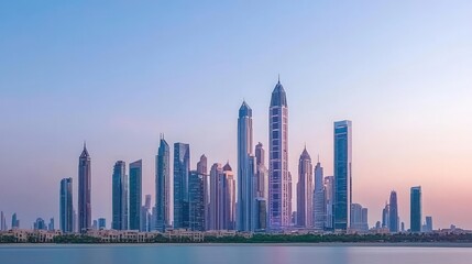 Obraz premium Dubai Skyline Sunset Panorama