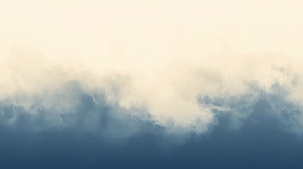 Fototapeta premium Ethereal cloudscape showcasing a soft gradient from deep blue to light cream, capturing the tranquil beauty of nature's sky canvas. The blend of colors evokes a sense of calm and peace