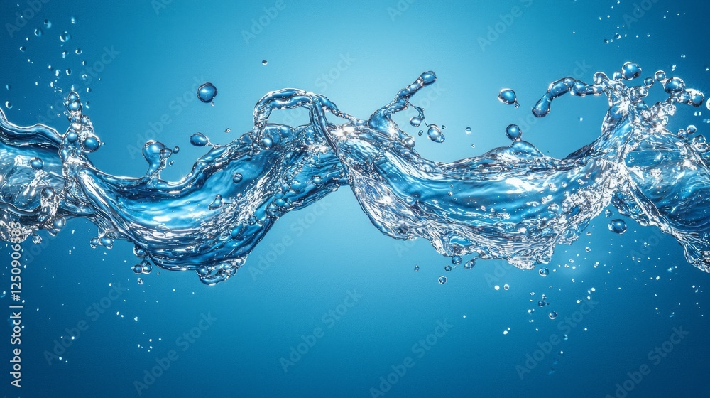 Poster graceful movements of clear blue water create stunning patterns as they undulate and splash. the vib