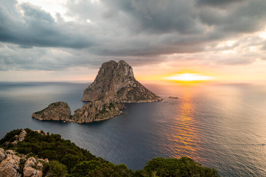Breathtaking Sunset over Es Vedr Island, Ibiza, Spain