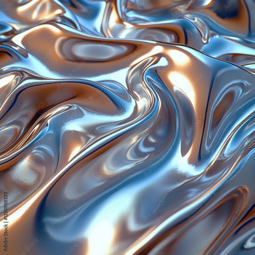 Aufkleber dynamic liquid metal waves create a futuristic and modern aesthetic with intricate reflections and a