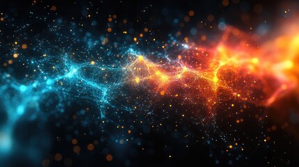 A complex network of interconnected nodes and lines, forming a three-dimensional structure.