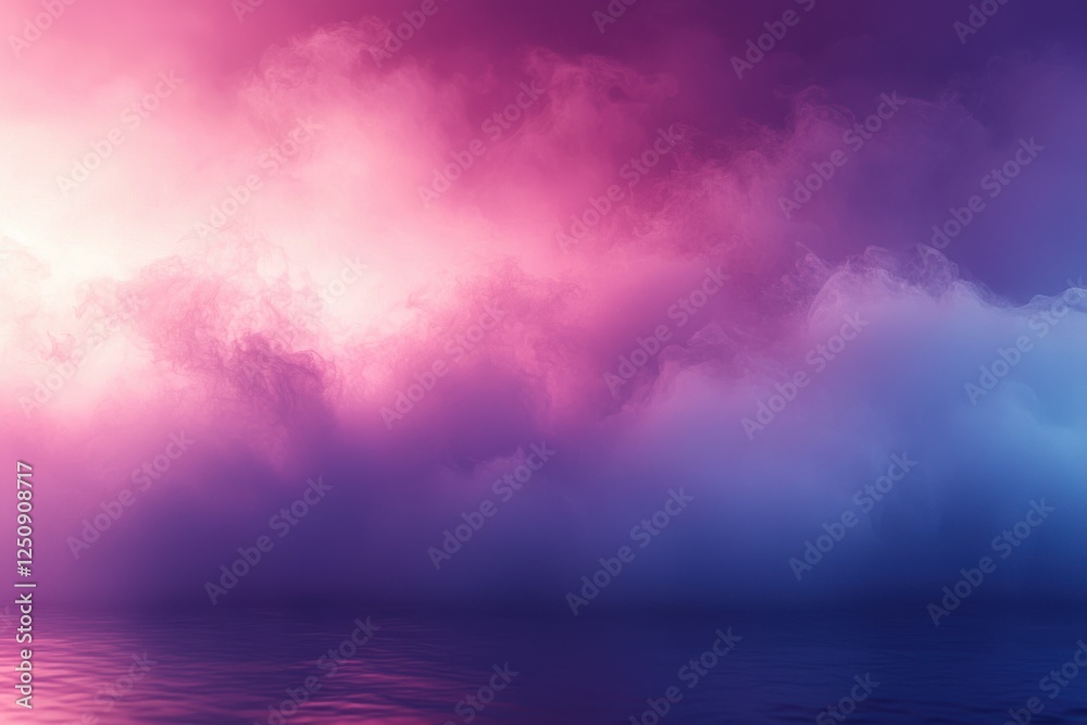 Poster captivating blend of soft misty gradients transitioning from light blue to deep purple with a smooth