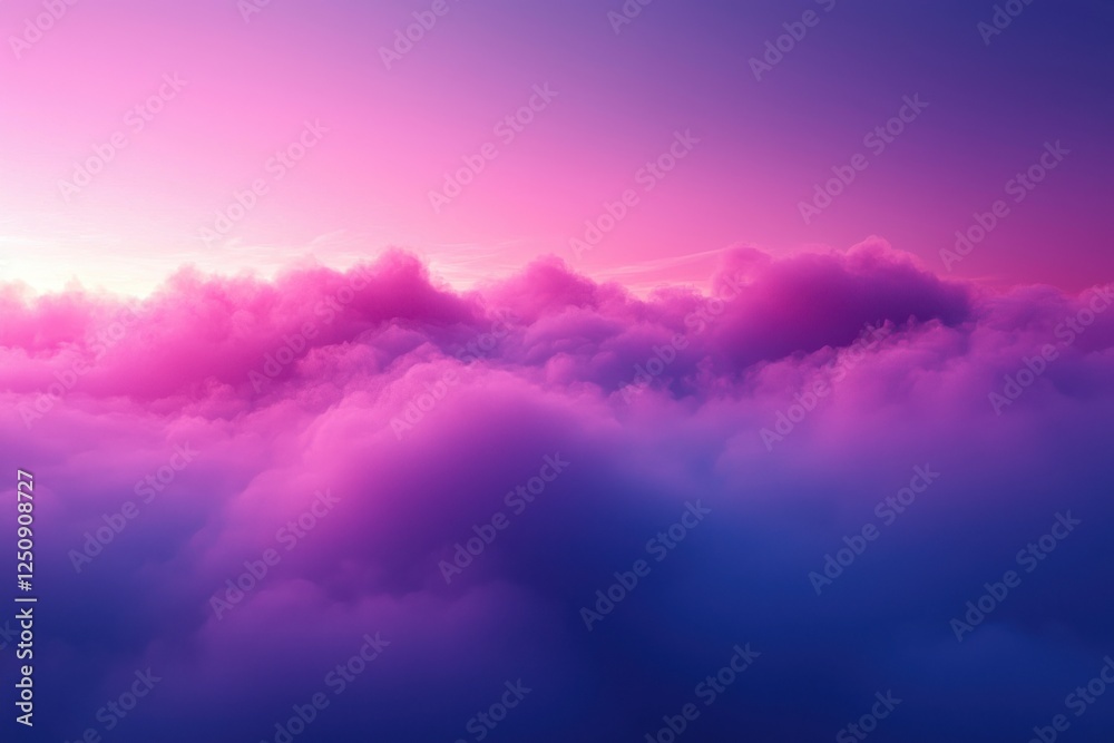 Aufkleber soft misty gradient sky transitions from light blue to deep purple, creating a tranquil atmosphere i