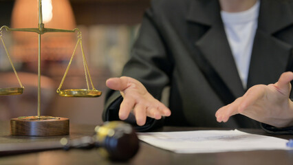 Close up of Lawyer Hand Talking Gesture