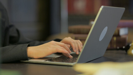 Close up of Female Lawyer Working on Laptop