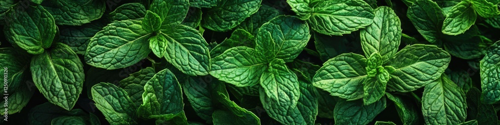 Poster a close-up view of a bunch of green leaves with intricate details