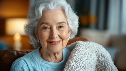Kind Hearted Caregiver Assisting Elderly Woman in Comfortable Home Setting   Elderly Woman Receiving Support and Care from Compassionate Caregiver in Living Room Environment