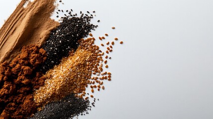 Assortment of Healthy Seeds and Powders