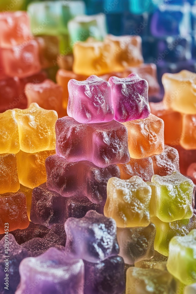 Poster a colorful image of gummy bears stacked on top of each other