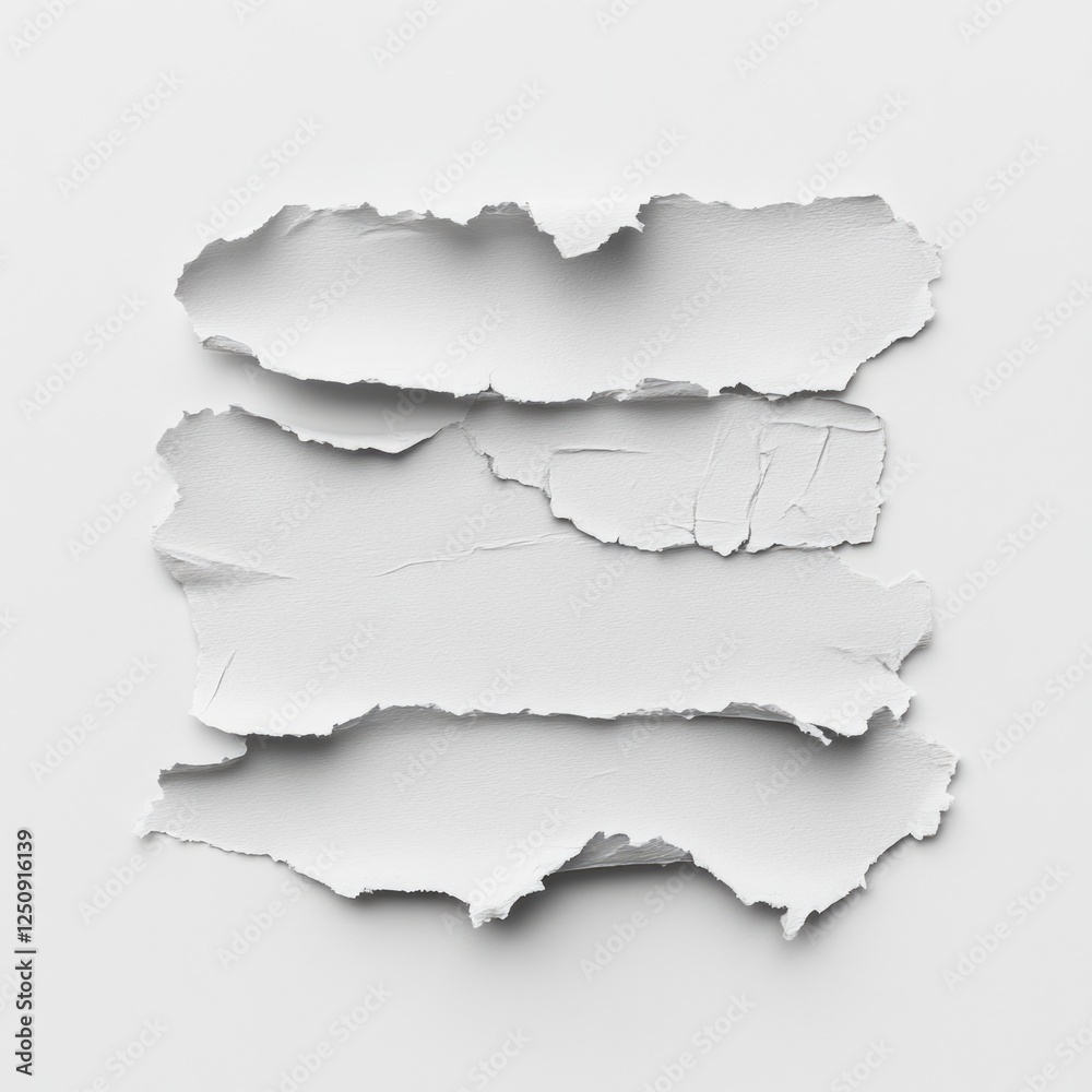 Poster A piece of white paper with torn edges, suitable for use as a prop or background element