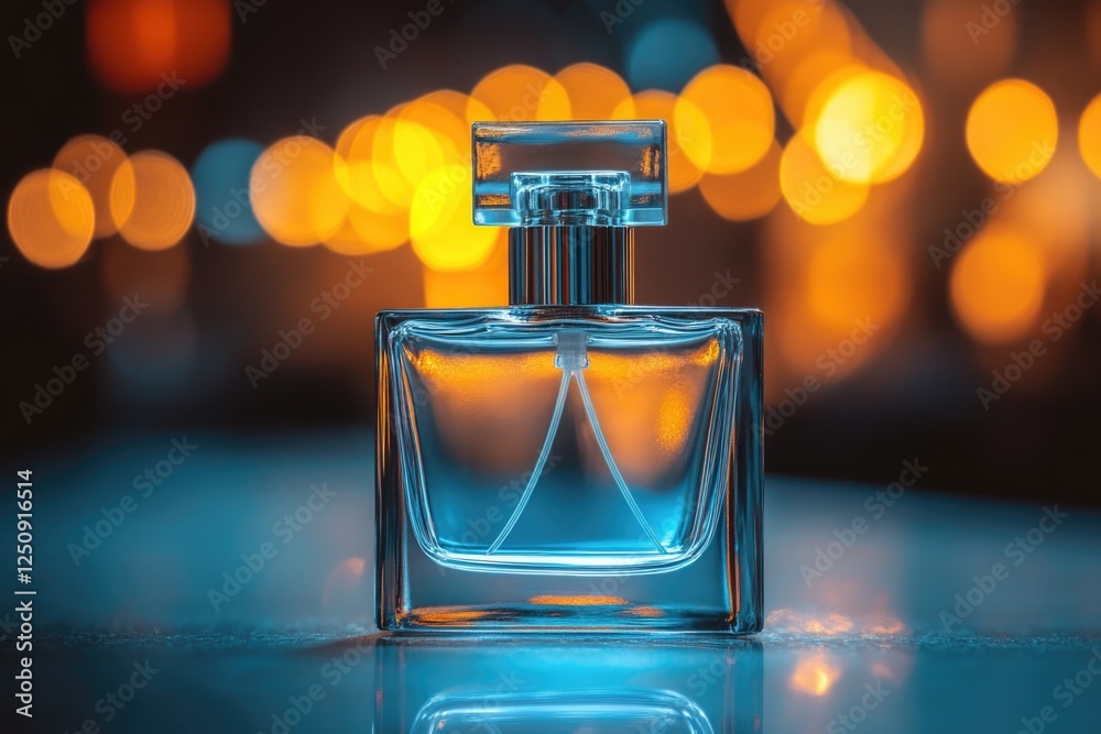 Aufkleber a bottle of perfume sits on a table, ready for use