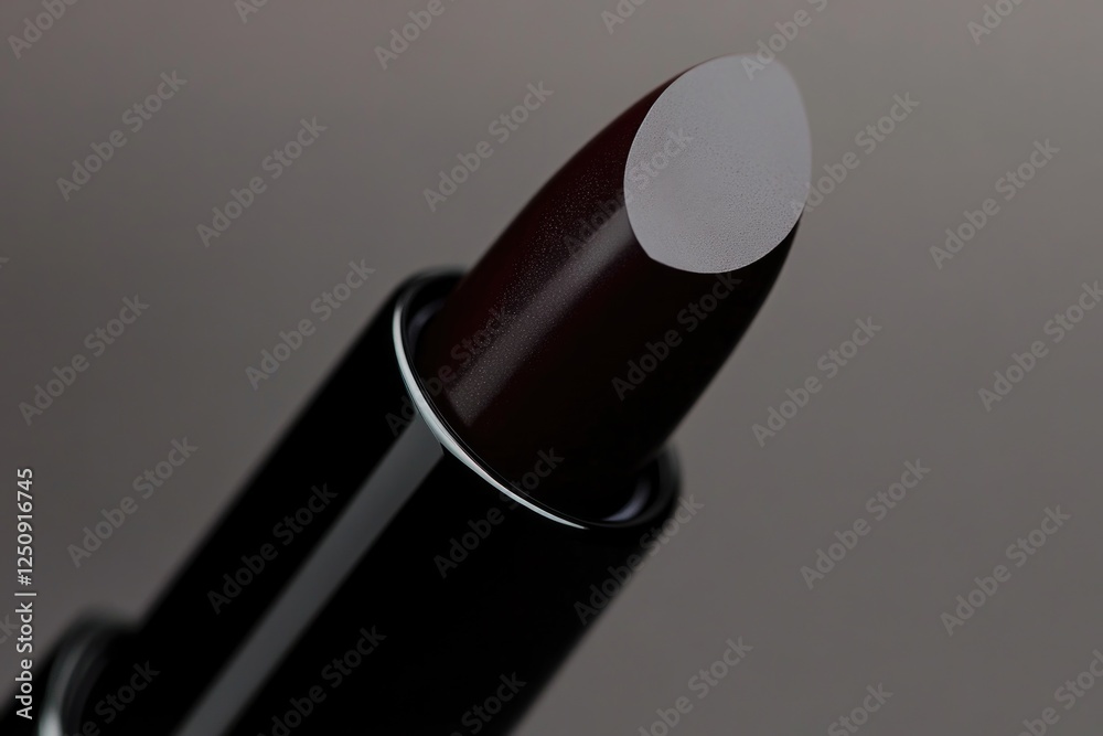 Poster a close-up view of a lipstick sitting alone on a table, waiting to be used
