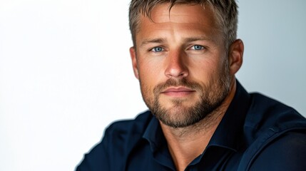 Obraz premium Portrait of a Confident and Successful Businessman Wearing a Suit and Tie Posing Isolated Against a Gray Studio Background with a Professional Serious Expression