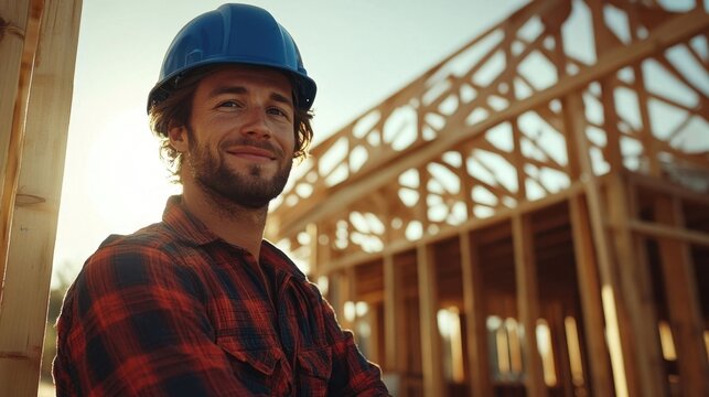 A smiling construction worker.