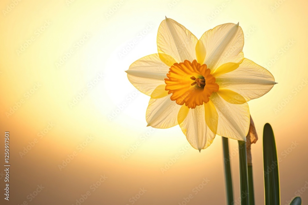 Poster a single white and yellow flower in a vase on a table