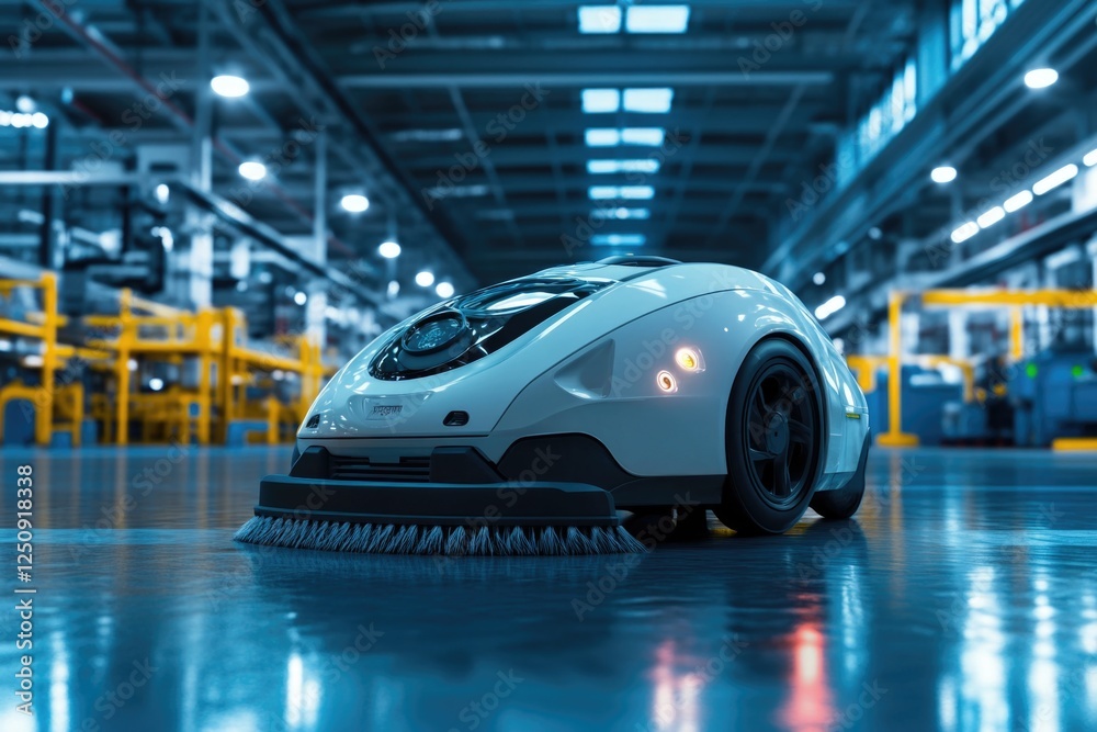 Poster A robot cleaning the floor in a factory setting
