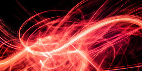 Obraz premium Abstract Red Light Trails - Dynamic Energy Flow