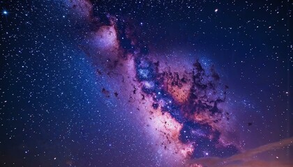 Fototapeta premium Stunning view of the Milky Way galaxy with vibrant purple and blue hues in the night sky