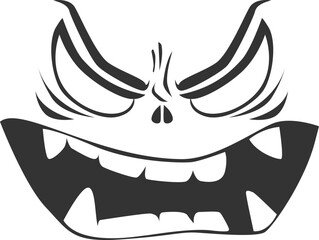 Angry Monster Face Cartoon Illustration