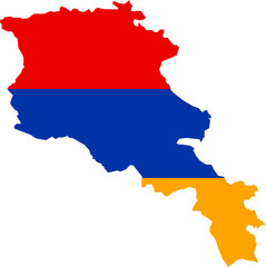 Map of Armenia in National Flag Colors