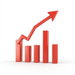 3D illustration of a downward trending financial stock market chart with a red arrow