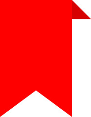 Red Bookmark Ribbon Icon with Folded Corner
