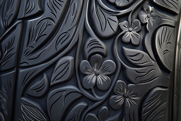 Fototapeta premium Close-up of a tire tread with intricate floral designs engraved into the rubber.