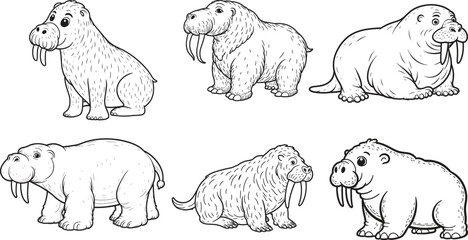 Simplified walrus silhouette  for innovative creative projects - Walrus illustration - minimalist walrus vector