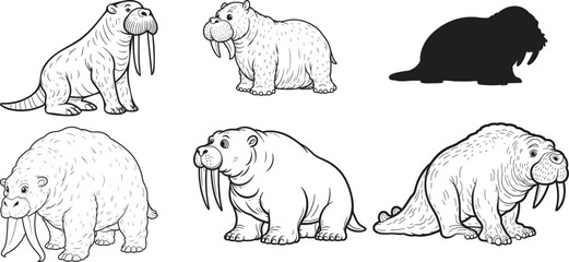 Simplified walrus silhouette  for innovative creative projects - Walrus illustration - minimalist walrus vector