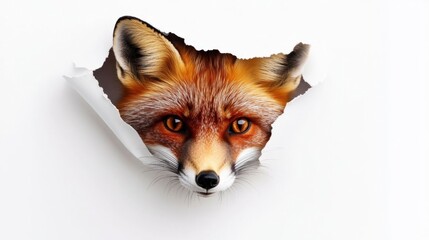 Obraz premium Curious red fox peeking through wall.