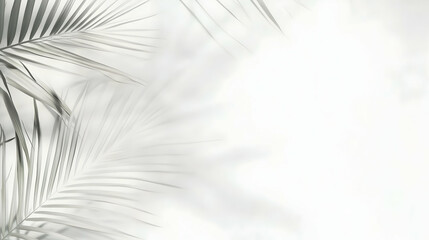 Obraz premium Palm leaves silhouette for a serene background or wallpaper to evoke relaxation, with soft, light backdrop and nature's tranquility
