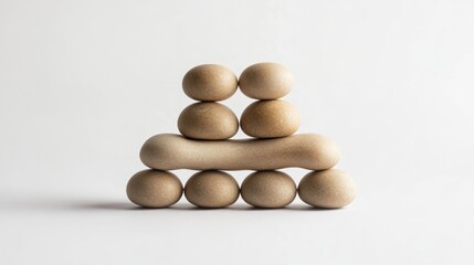 Stone car sculpture on white background; teamwork concept