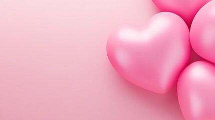 Fototapeta premium Pink hearts on a light pink background